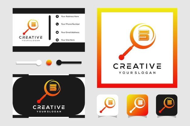Création De Logo Moderne Numéro 5 Avec Loupe