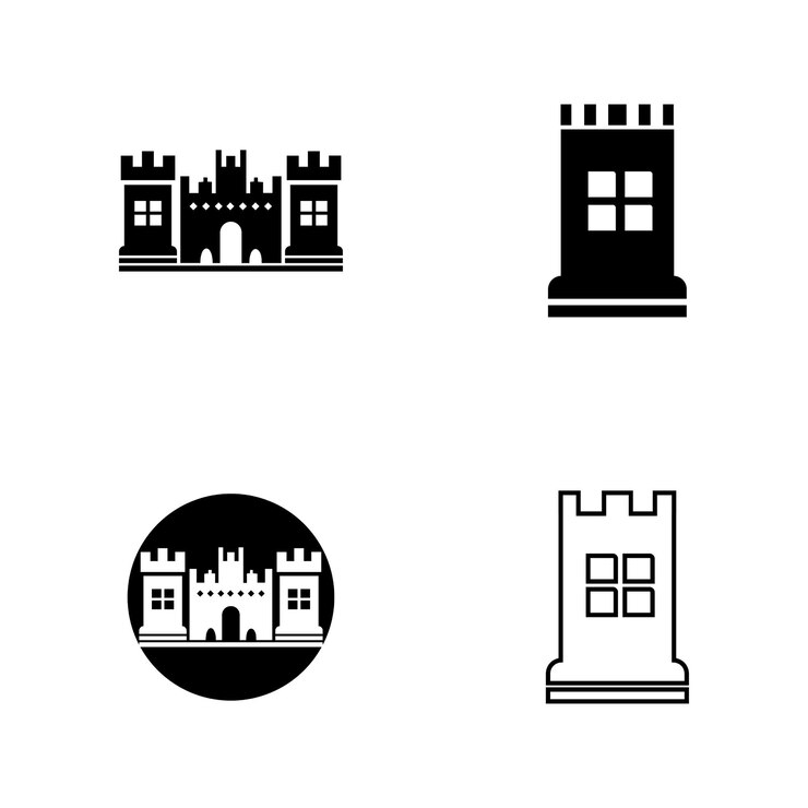 Création de logo modifiable d'icône de palais de château d'ilustration simple
