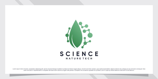 Vecteur création de logo de molécule scientifique pour la biotechnologie avec concept de feuille et de forme vecteur premium