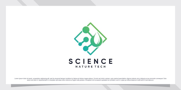 Vecteur création de logo de molécule scientifique pour la biotechnologie avec concept de feuille et de forme vecteur premium