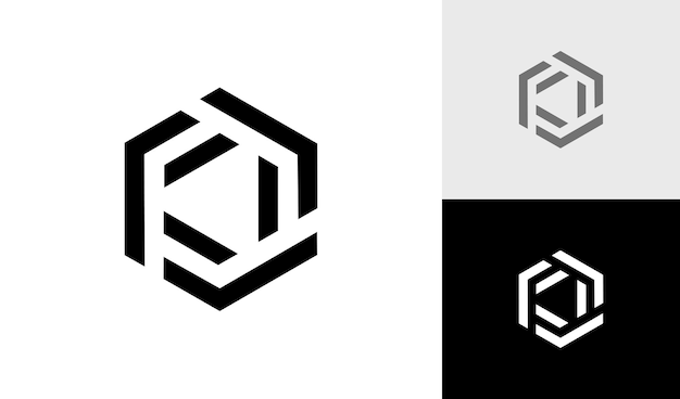 Création de logo monogramme hexagonal initial lettre F