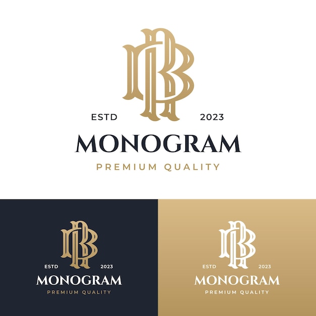 Création de logo monogramme. Logotype BR RB Lettre Classique Vintage Rétro. Enseigne d'entreprise, identité, étiquette, b