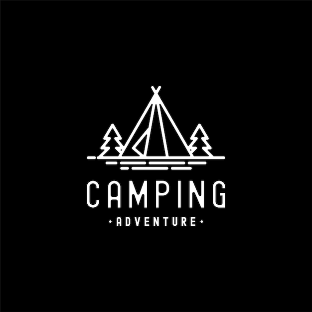 Création De Logo Monoline Aventure Camping Vintage