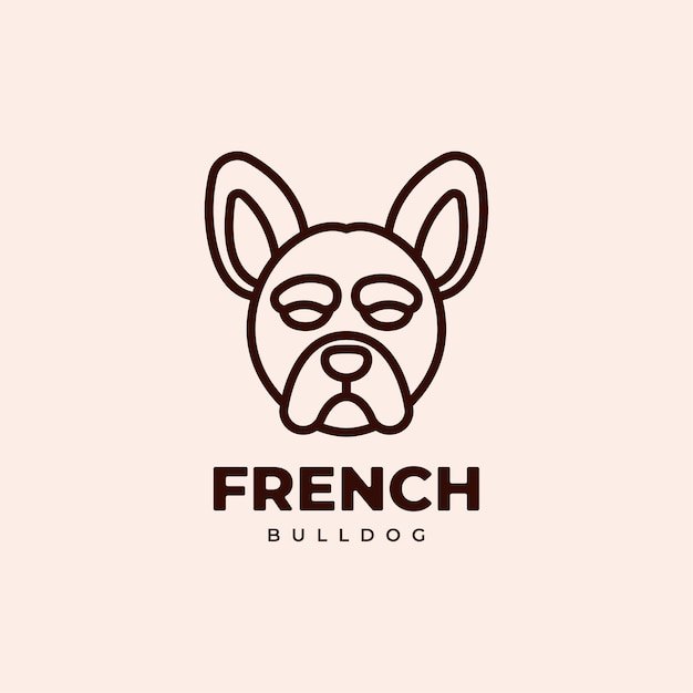 Création De Logo Monoline Géométrique Bouledogue Français