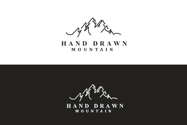 Vecteur création de logo de montagne art croquis