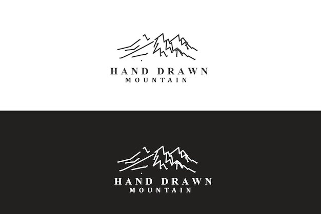 Vecteur création de logo de montagne dessiné à la main