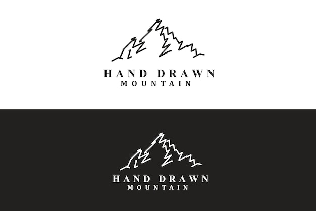 Vecteur création de logo de montagne dessiné à la main