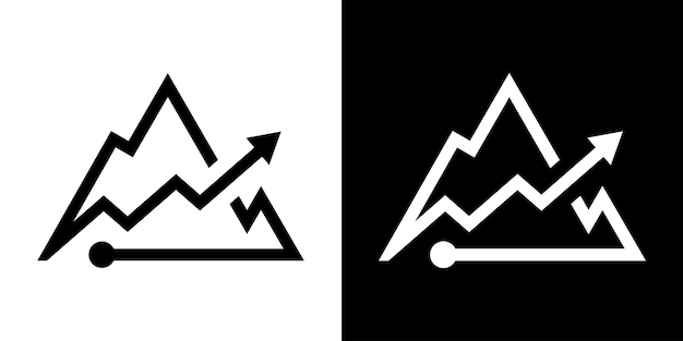 Création de logo montagne et graphique financier ligne icône illustration vectorielle