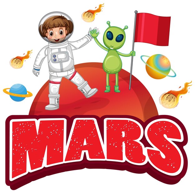 Création De Logo De Mot Mars Avec La Planète Mars