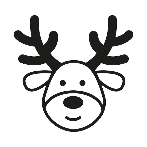 Création De Logo De Noël Vectoriel Icône De Cerf Du Père Noël Noir Et Blanc