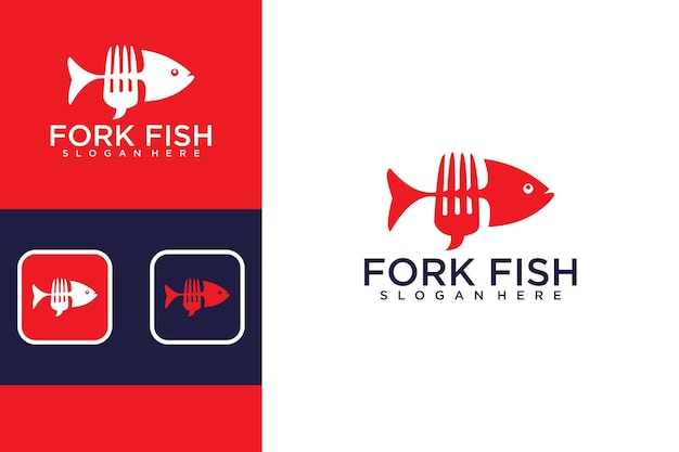 Création De Logo De Nourriture Pour Poisson Ou De Nourriture Pour Poisson Avec Création De Logo De Fourchette