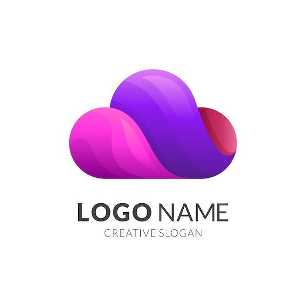 Vecteur création de logo de nuage avec un style coloré 3d