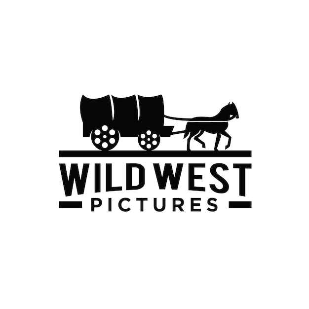 Création De Logo Occidental De Calèche Antique De Cheval Du Texas