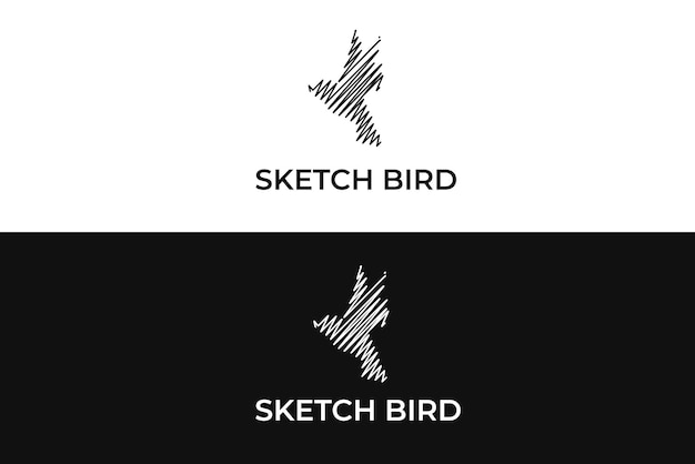 Vecteur création de logo d'oiseau dessiné à la main