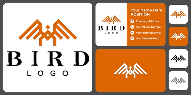Création De Logo D'oiseau Géométrique Avec Modèle De Carte De Visite.