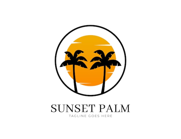 Création De Logo Palmiers Tropicaux Et Soleil