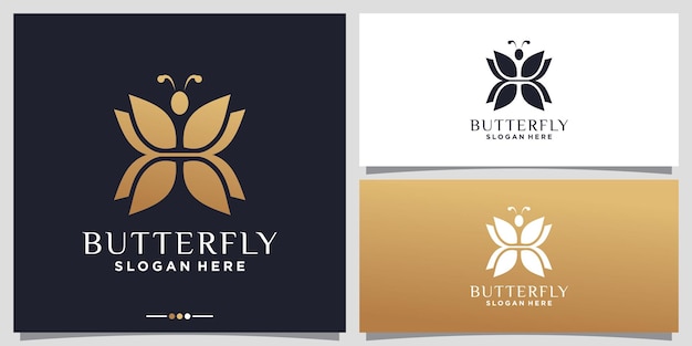Création De Logo De Papillon Abstrait Avec Une Couleur De Style Dégradé Doré Vecteur Premium