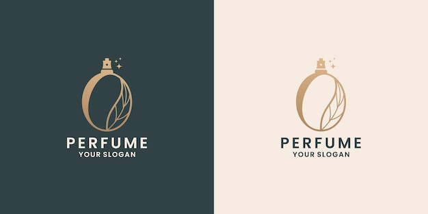 Création de logo de parfum nature de luxe avec couleur dorée