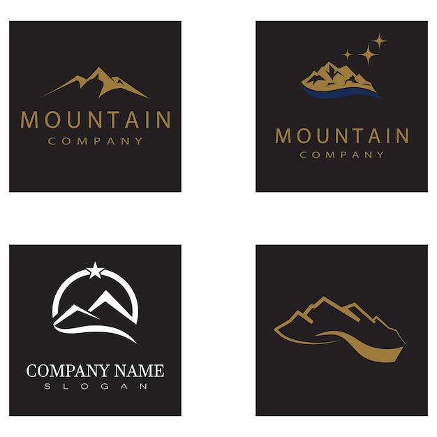 Création Logo Paysage Montagne Moderne Simple Vecteur Silhouette Pic Rocheux Sommet Montagne