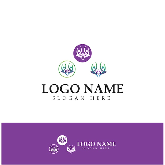 Création de logo de personnes faisant du yoga symbole icône illustration vecteur