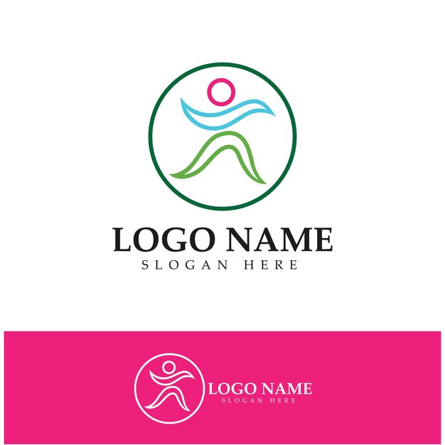 Création de logo de personnes faisant du yoga symbole icône illustration vecteur