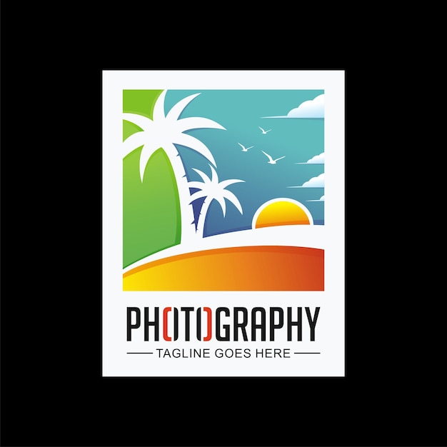 Création De Logo De Photographie Avec Concept De Plage