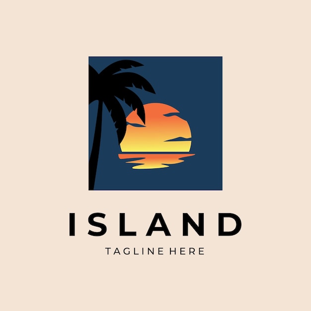 Création De Logo De Plage Et Modèle De Vecteur D'île Tropicale