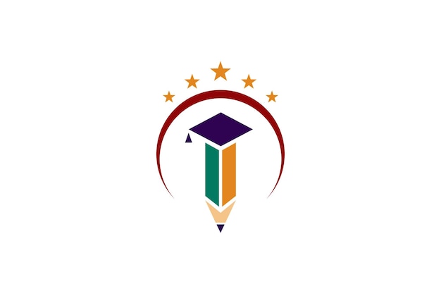 Création De Logo Plat D'éducation Avec Symbole De Crayon Et Casquette De Toge