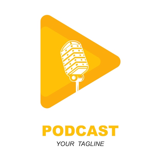 Création de logo de podcast ou de radio à l'aide de l'icône microphone et casque avec modèle de slogan
