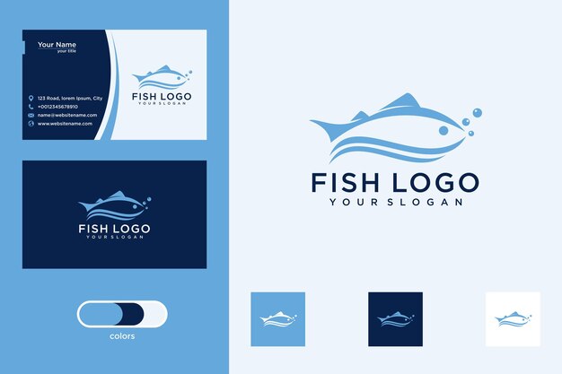 Vecteur création de logo de poisson et carte de visite