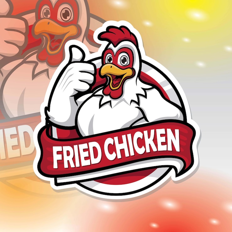 Création Logo Poulet Logo Poulet FritSourire Poulet Pouce Vers Le Haut Mascotte Vecteur Conception