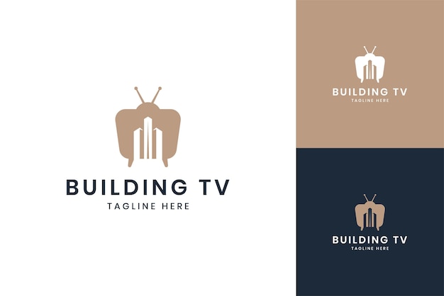 Vecteur création de logo pour l'espace négatif de télévision