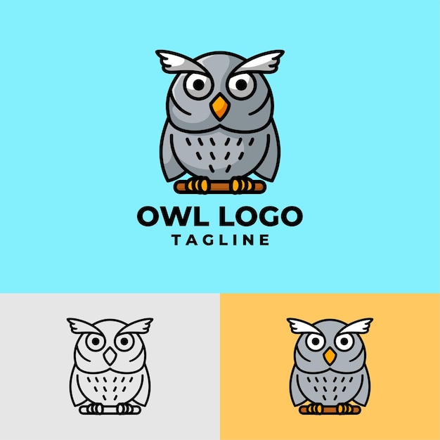 Création De Logo Premium De Mascotte De Bébé Hibou Mignon Et Propre