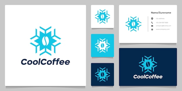 Vecteur création de logo refroidi par café congelé avec carte de visite