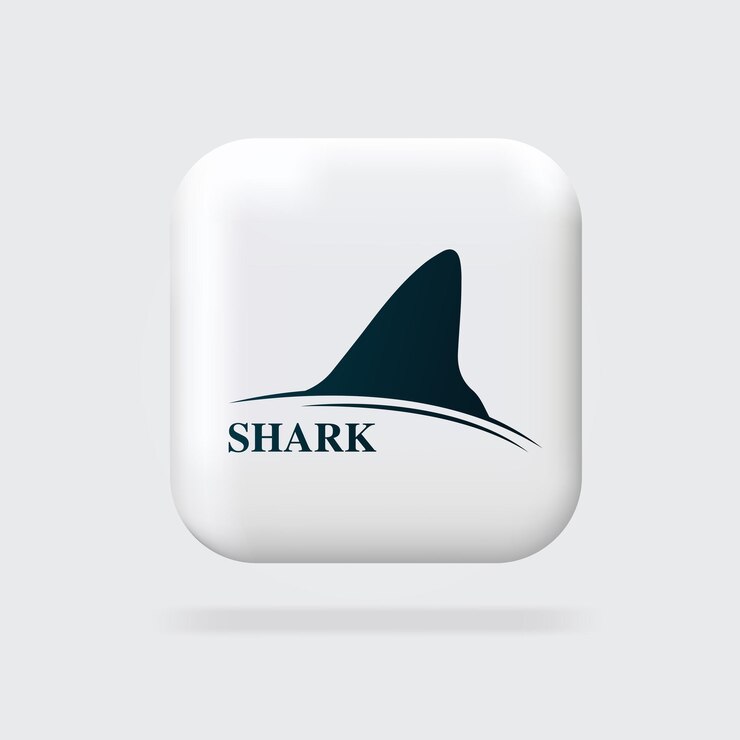 Vecteur création de logo de requin aileron de requin icône minimaliste bouton web illustrations vectorielles 3d bannière web