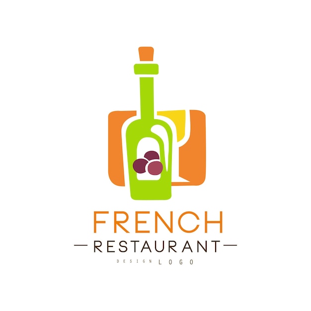 Vecteur création de logo de restaurant français authentique vecteur d'étiquette de nourriture continentale traditionnelle illustration isolée sur fond blanc