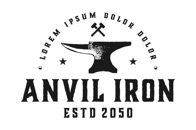 Création De Logo Rétro Vintage Forgeron Iron Anvil Foundry