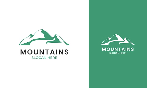 Création De Logo De Rivière De Montagne Pour L'aventure Ou L'expédition