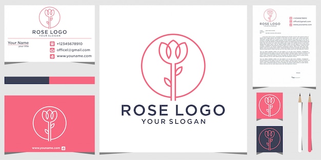 Création De Logo Rose Avec Papeterie