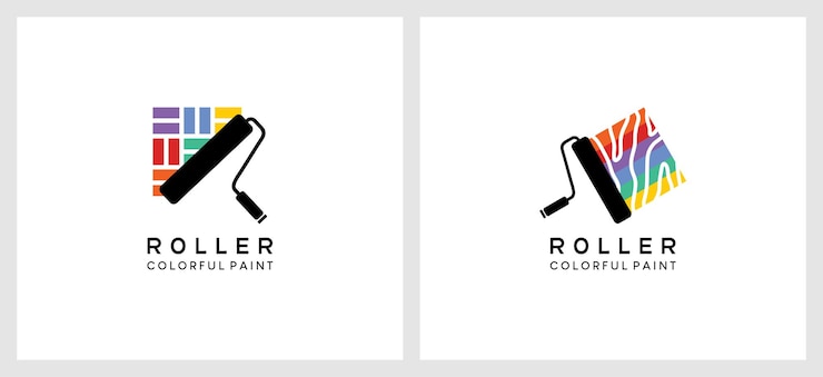 Vecteur création de logo de rouleau de peinture murale avec concept créatif