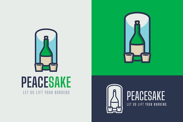 Vecteur création de logo de saké design plat