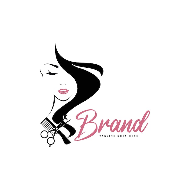 Création De Logo De Salon De Coiffure Beauté Femmes Vector