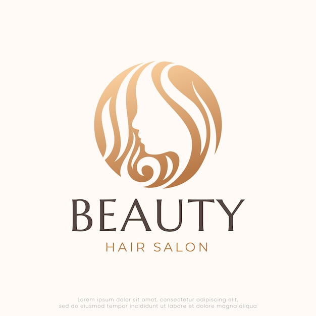 Création De Logo De Salon De Coiffure Beauté Naturelle Or De Luxe