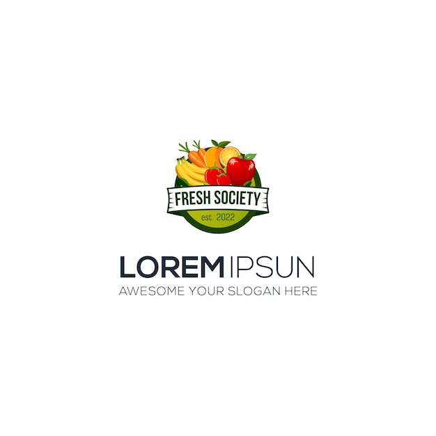 Vecteur création de logo de société de fruits frais