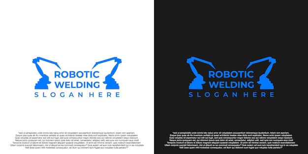 Création De Logo De Soudage Robotisé Avec La Couleur Bleue.