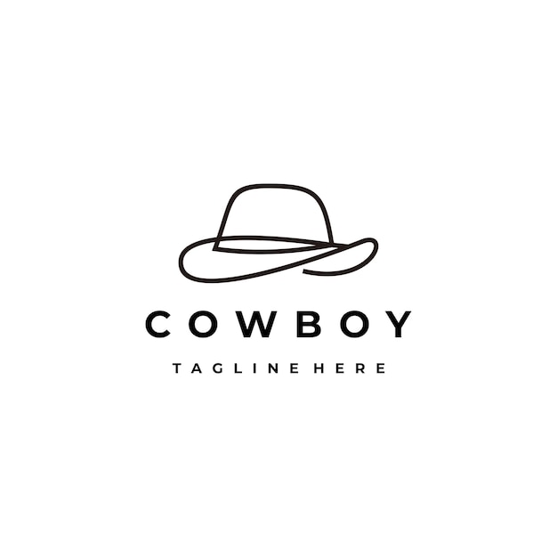 Vecteur création de logo de style dessin au trait chapeau cowboy fedora