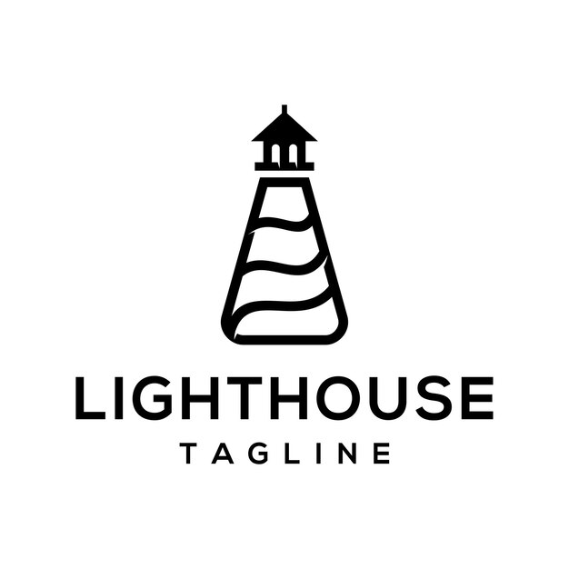 Vecteur création de logo de style lighthouse searchlight beacon tower island