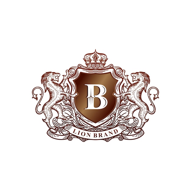 Vecteur création de logo de style de ligne moderne héraldique du lion