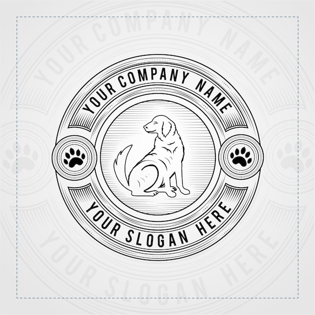 Vecteur création de logo de style vintage rétro chien animal avec un badge chic