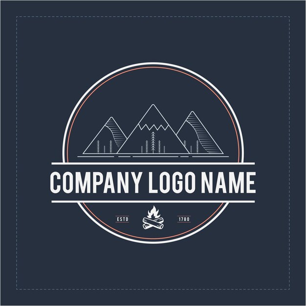 Vecteur création de logo de style vintage rétro de voyage d'aventure d'illustration de montagne